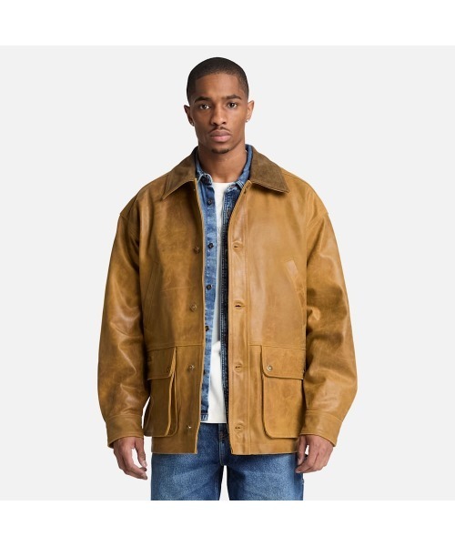 Timberland(ティンバーランド)の「レザー フィールド コート メンズ(カバーオール・メンズ・ベージュ・LARGE/X-LARGE)」の1枚目の写真