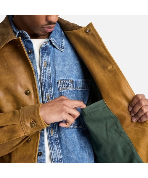 Timberland(ティンバーランド)の「レザー フィールド コート メンズ(カバーオール・メンズ・ベージュ・LARGE/X-LARGE)」の3枚目の写真