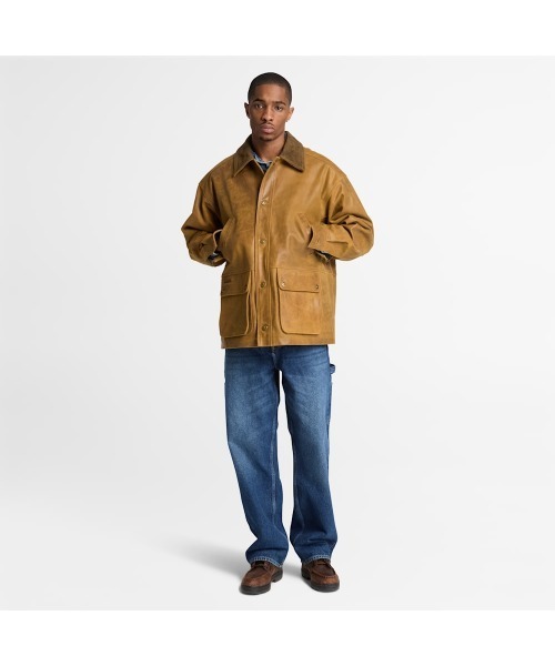 Timberland(ティンバーランド)の「レザー フィールド コート メンズ(カバーオール・メンズ・ベージュ・LARGE/X-LARGE)」の2枚目の写真