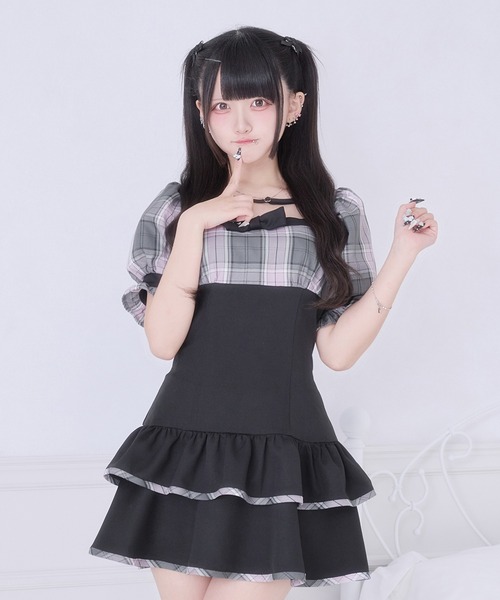 Pal elfy(パルエルフィー)の「シュガリーチェックワンピース(ワンピース・レディース・ブルー/ピンク・フリー)」の4枚目の写真