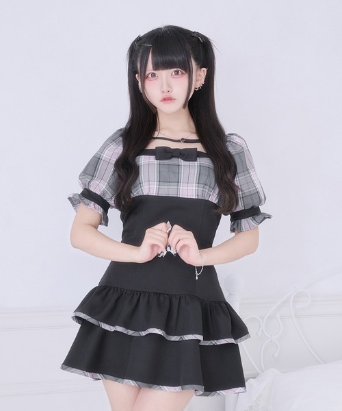 Pal elfy(パルエルフィー)の「シュガリーチェックワンピース(ワンピース・レディース・ブルー/ピンク・フリー)」の5枚目の写真