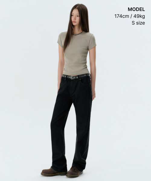 MUSINSA STANDARD WOMAN（ムシンサスタンダードウーマン）の「ウィメンズスリムクルーネックTシャツ[カーキベージュ]（Tシャツ/カットソー・レディース・その他・SMALL/MEDIUM/LARGE/X-SMALL）」の2枚目の写真