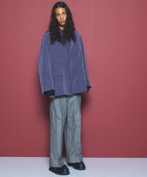 MAISON SPECIAL(メゾンスペシャル)の「《UNISEX》ドレープフィブリルプライムオーバー2Bセミダブルテーラードジャケット/Drape Fibrillated Prime-Over 2B Semi-double Tailored Jacket【MAISON SPECIAL/メゾンスペシャル】■セットアップ対応■(テーラードジャケット・メンズ・ネイビー/ブラック/パープル/グレイッシュベージュ・0/1/2)」の18枚目の写真