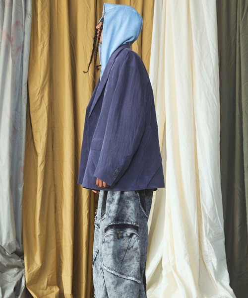 MAISON SPECIAL(メゾンスペシャル)の「《UNISEX》ドレープフィブリルプライムオーバー2Bセミダブルテーラードジャケット/Drape Fibrillated Prime-Over 2B Semi-double Tailored Jacket【MAISON SPECIAL/メゾンスペシャル】■セットアップ対応■(テーラードジャケット・メンズ・ネイビー/ブラック/パープル/グレイッシュベージュ・0/1/2)」の22枚目の写真