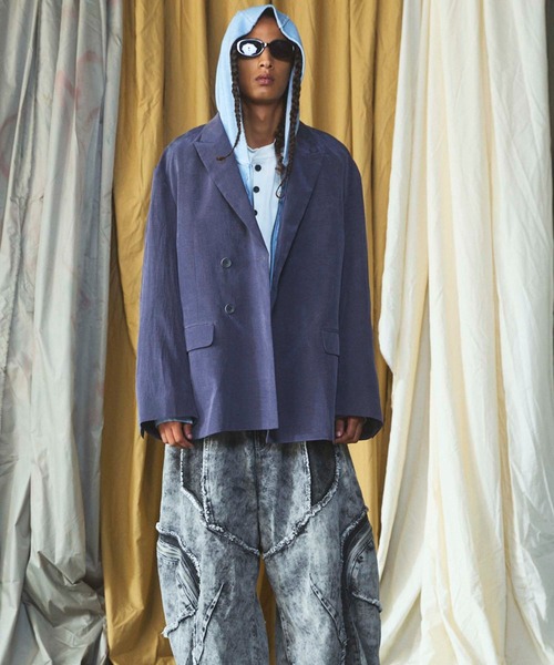 MAISON SPECIAL(メゾンスペシャル)の「《UNISEX》ドレープフィブリルプライムオーバー2Bセミダブルテーラードジャケット/Drape Fibrillated Prime-Over 2B Semi-double Tailored Jacket【MAISON SPECIAL/メゾンスペシャル】■セットアップ対応■(テーラードジャケット・メンズ・ネイビー/ブラック/パープル/グレイッシュベージュ・0/1/2)」の21枚目の写真