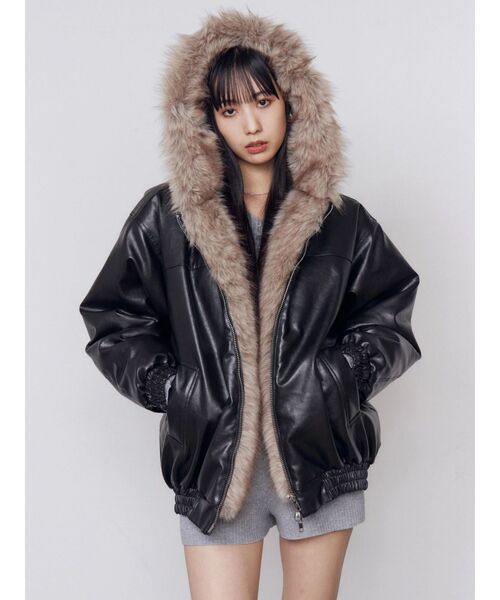 EMODA(エモダ)の「フェイクファーフードブルゾン(ブルゾン・レディース・ブラック/ベージュ/ブラウン/グレー・SMALL/MEDIUM)」の12枚目の写真