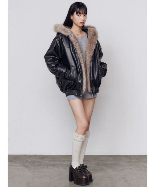 EMODA(エモダ)の「フェイクファーフードブルゾン(ブルゾン・レディース・ブラック/ベージュ/ブラウン/グレー・SMALL/MEDIUM)」の19枚目の写真