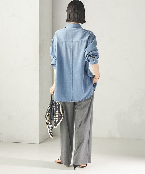 SHIPS(シップス)の「〈防シワ/洗濯機可能〉ライト チェック ボックス タック パンツ(スラックス・レディース・ダークグレー/ブラウン・38/36)」の4枚目の写真