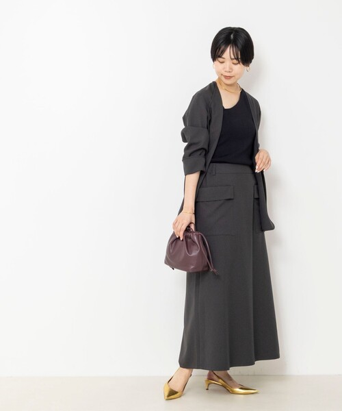 Rie Miller(リエミラー)の「《セットアップ対応/撥水》サイドポケットAラインロングスカート(スカート・レディース・キャメル/チャコールグレー・38/36)」の14枚目の写真
