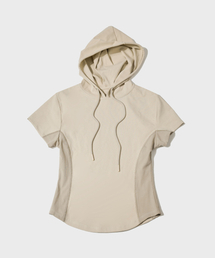 W.スリムショートスリーブフーディー[BEIGE]_SEWTS003BEIGE