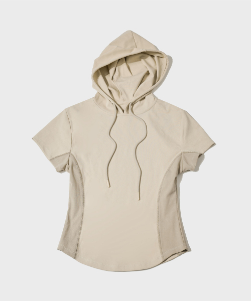 W. Slim short sleeve slip‑over with seam [BEIGE] SEWTS003BEIGE