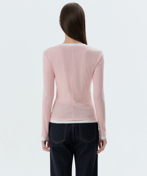 MUSINSA STANDARD WOMAN（ムシンサスタンダードウーマン）の「ウィメンズウールテンセルレイヤードスリム長袖Tシャツ[ローズウォーター]（Tシャツ/カットソー・レディース・その他・X-SMALL/SMALL/MEDIUM/LARGE）」の3枚目の写真