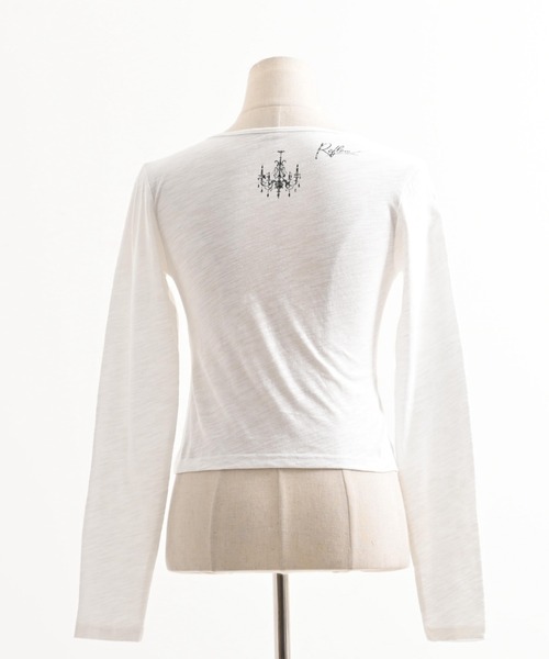 REFLEM（レフレム）の「『REFLEM/レフレム』クロスストラップVネックL/S Tee/ロングスリーブカットソー（Tシャツ/カットソー・レディース・ホワイト/ブラック・M/L）」の20枚目の写真