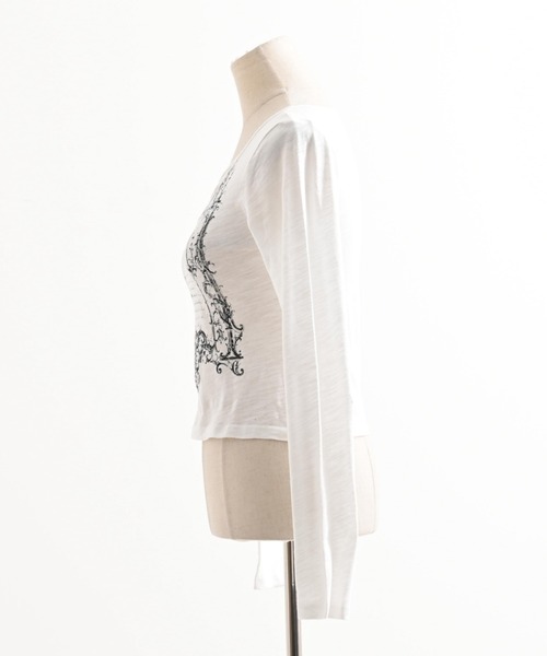 REFLEM（レフレム）の「『REFLEM/レフレム』クロスストラップVネックL/S Tee/ロングスリーブカットソー（Tシャツ/カットソー・レディース・ホワイト/ブラック・M/L）」の19枚目の写真
