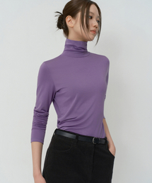 ウィメンズテンセルスリムタートルネックTシャツ[ラベンダー]