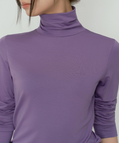 MUSINSA STANDARD WOMAN（ムシンサスタンダードウーマン）の「ウィメンズテンセルスリムタートルネックTシャツ[ラベンダー]（Tシャツ/カットソー・レディース・その他・LARGE/SMALL/MEDIUM/X-SMALL）」の4枚目の写真
