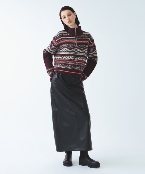 Ray BEAMS(レイビームス)の「フェイク レザー ロング タイト スカート(スカート・レディース・ダークブラウン/ブラック・0/1)」の15枚目の写真