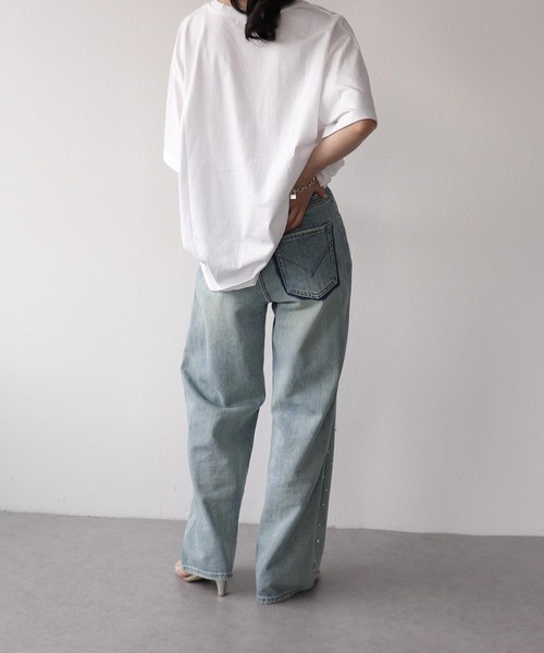 Three Four Time（ｽﾘｰﾌｫｰﾀｲﾑ）の「パール付きデニムパンツ（デニムパンツ・レディース・ブルー・ONE SIZE）」の9枚目の写真