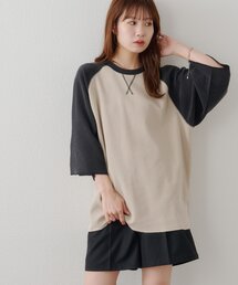 【Enlude】製品加工ワッフルラグラン7分袖Tシャツ《ユニセックス》