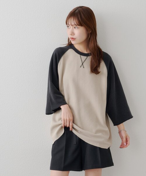 DISCOAT(ディスコート)の「【Enlude】製品加工ワッフルラグラン7分袖Tシャツ《ユニセックス》(Tシャツ/カットソー・レディース・サックスブルー/ブラック/パープル・LARGE/MEDIUM)」の7枚目の写真