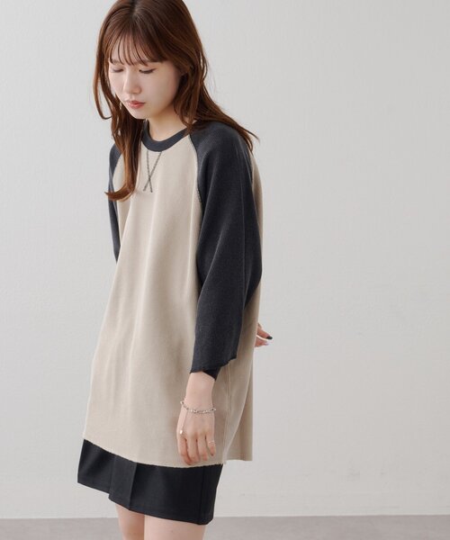DISCOAT(ディスコート)の「【Enlude】製品加工ワッフルラグラン7分袖Tシャツ《ユニセックス》(Tシャツ/カットソー・レディース・サックスブルー/ブラック/パープル・LARGE/MEDIUM)」の8枚目の写真