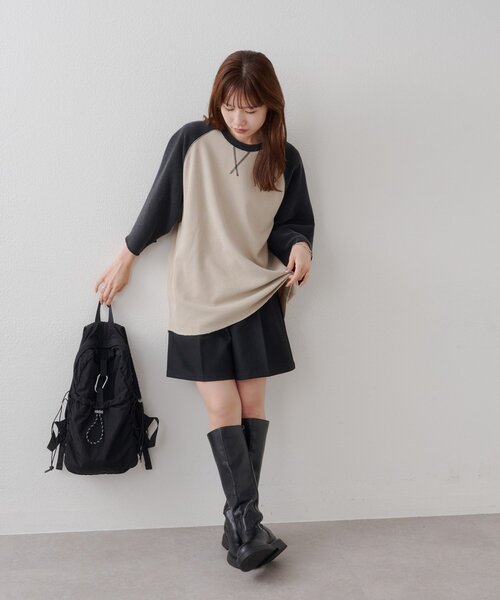 DISCOAT(ディスコート)の「【Enlude】製品加工ワッフルラグラン7分袖Tシャツ《ユニセックス》(Tシャツ/カットソー・レディース・サックスブルー/ブラック/パープル・LARGE/MEDIUM)」の10枚目の写真