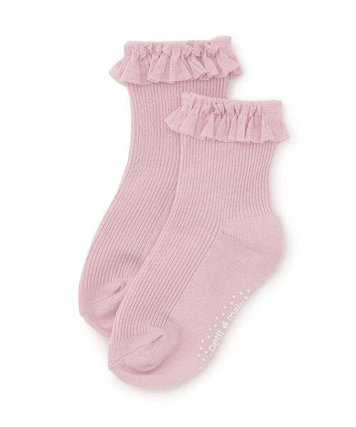 petit main(プティマイン)の「フリルソックス(ソックス/靴下・キッズ・ピンク/アイボリー/ブルーグレー・L/M/S/SS)」の3枚目の写真