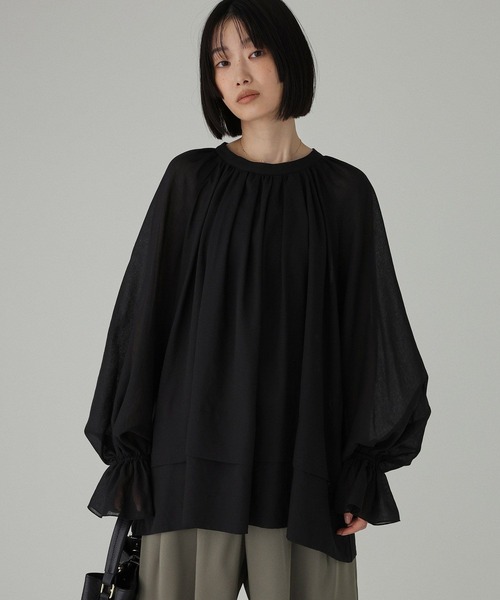 BABYLONE(バビロン)の「2WAYシアーフリルブラウス(シャツ/ブラウス・レディース・オフホワイト/ブラック・フリー)」の2枚目の写真