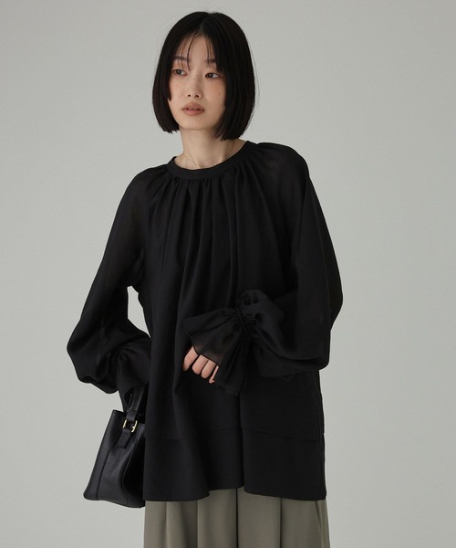 BABYLONE(バビロン)の「2WAYシアーフリルブラウス(シャツ/ブラウス・レディース・オフホワイト/ブラック・フリー)」の4枚目の写真