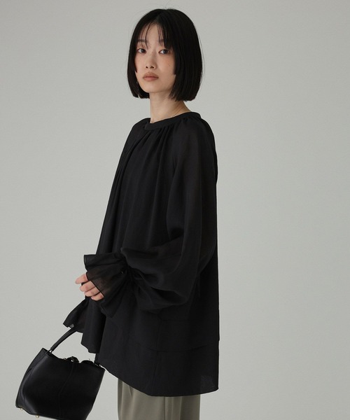 BABYLONE(バビロン)の「2WAYシアーフリルブラウス(シャツ/ブラウス・レディース・オフホワイト/ブラック・フリー)」の5枚目の写真