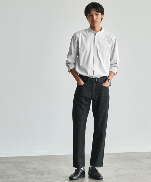 green label relaxing(グリーンレーベルリラクシング)の「MULTI FUNCTION ピンオックス バンドカラー 長袖シャツ -UVカット・吸水速乾・遮熱-(シャツ/ブラウス・メンズ・ベージュ/ホワイト/ライトグレー/ライトブルー・M/L/XL/S)」の5枚目の写真