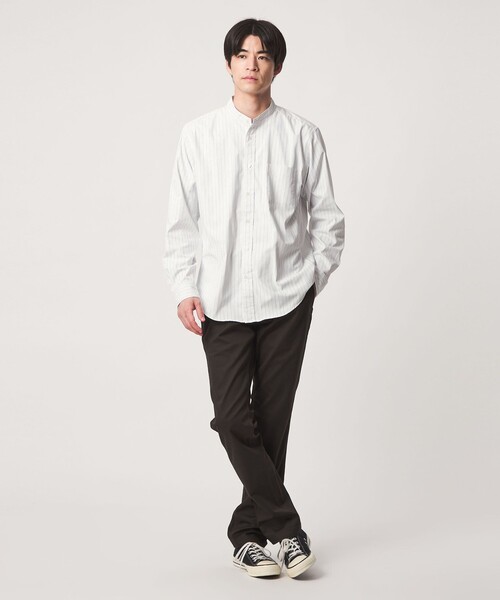 green label relaxing(グリーンレーベルリラクシング)の「MULTI FUNCTION ピンオックス バンドカラー 長袖シャツ -UVカット・吸水速乾・遮熱-(シャツ/ブラウス・メンズ・ベージュ/ホワイト/ライトグレー/ライトブルー・M/L/XL/S)」の6枚目の写真