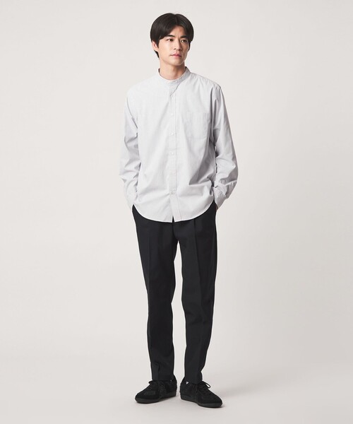 green label relaxing(グリーンレーベルリラクシング)の「MULTI FUNCTION ピンオックス バンドカラー 長袖シャツ -UVカット・吸水速乾・遮熱-(シャツ/ブラウス・メンズ・ベージュ/ホワイト/ライトグレー/ライトブルー・M/L/XL/S)」の8枚目の写真