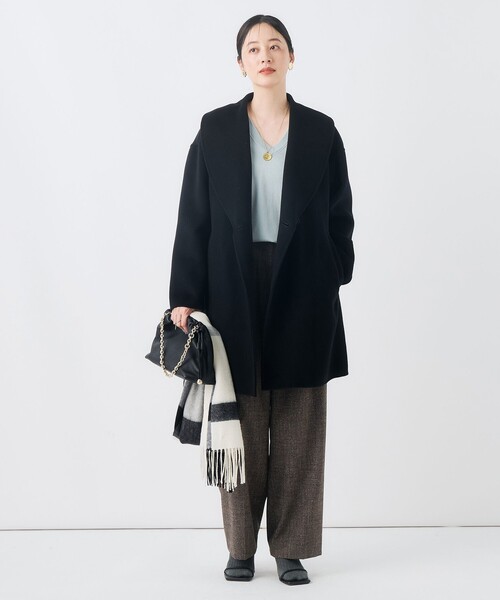 NOLLEY’S（ノーリーズ）の「リバーコート（ダッフルコート・レディース・オフホワイト/ブラック/ブラウン・38）」の4枚目の写真