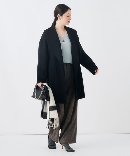 NOLLEY’S（ノーリーズ）の「リバーコート（ダッフルコート・レディース・オフホワイト/ブラック/ブラウン・38）」の6枚目の写真