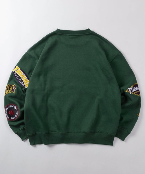 THRASHER(スラッシャー)の「【70】【THRASHER/スラッシャー】マルチロゴ 刺繍 ヘビーウェイト スウェット/オーバーサイズ/クルーネック/トレーナー/袖プリント/裏起毛/ユニセックス/レディース/メンズ(スウェット・メンズ・グリーン/ブラック/グレー・M/L/XL)」の4枚目の写真