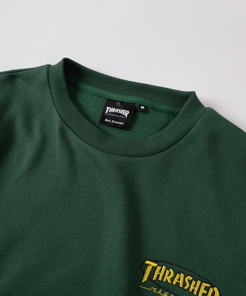 THRASHER(スラッシャー)の「【70】【THRASHER/スラッシャー】マルチロゴ 刺繍 ヘビーウェイト スウェット/オーバーサイズ/クルーネック/トレーナー/袖プリント/裏起毛/ユニセックス/レディース/メンズ(スウェット・メンズ・グリーン/ブラック/グレー・M/L/XL)」の5枚目の写真