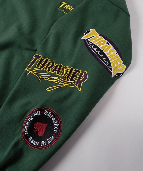 THRASHER(スラッシャー)の「【70】【THRASHER/スラッシャー】マルチロゴ 刺繍 ヘビーウェイト スウェット/オーバーサイズ/クルーネック/トレーナー/袖プリント/裏起毛/ユニセックス/レディース/メンズ(スウェット・メンズ・グリーン/ブラック/グレー・M/L/XL)」の8枚目の写真