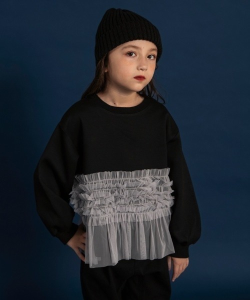 BRANSHES(ブランシェス)の「【WEB限定】裾チュールトレーナー(スウェット・キッズ・ブラック/杢グレー・110/150/140/100/130/120)」の17枚目の写真