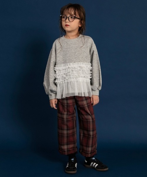 BRANSHES(ブランシェス)の「【WEB限定】裾チュールトレーナー(スウェット・キッズ・ブラック/杢グレー・110/150/140/100/130/120)」の6枚目の写真