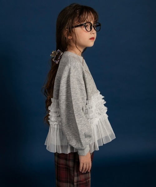 BRANSHES(ブランシェス)の「【WEB限定】裾チュールトレーナー(スウェット・キッズ・ブラック/杢グレー・110/150/140/100/130/120)」の9枚目の写真