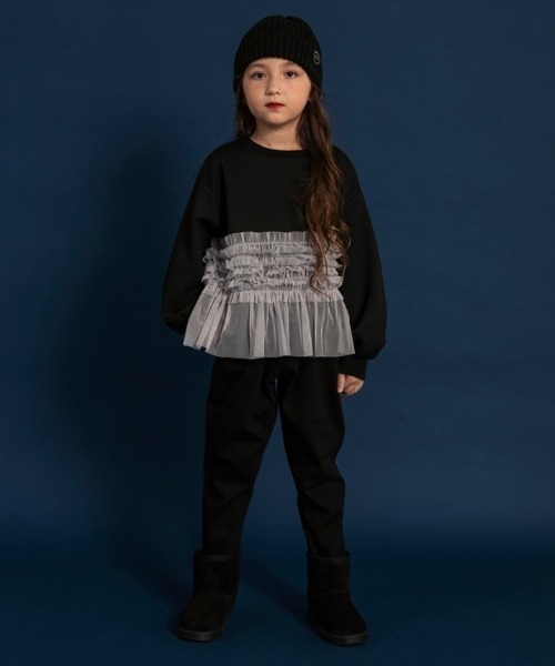 BRANSHES(ブランシェス)の「【WEB限定】裾チュールトレーナー(スウェット・キッズ・ブラック/杢グレー・110/150/140/100/130/120)」の18枚目の写真