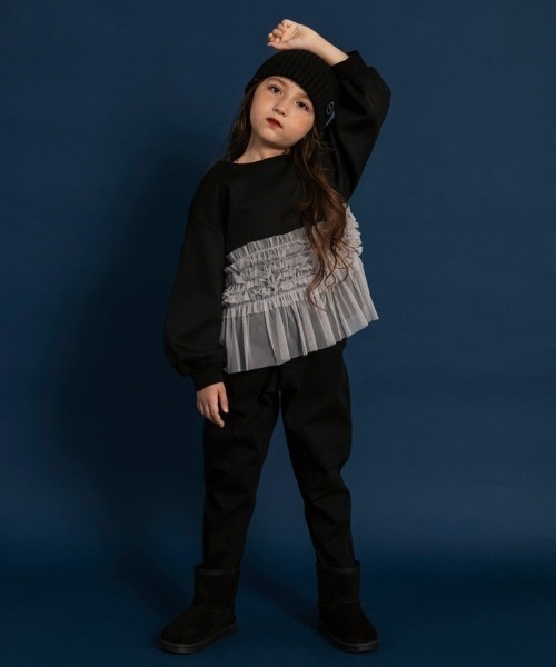 BRANSHES(ブランシェス)の「【WEB限定】裾チュールトレーナー(スウェット・キッズ・ブラック/杢グレー・110/150/140/100/130/120)」の19枚目の写真