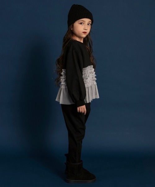 BRANSHES(ブランシェス)の「【WEB限定】裾チュールトレーナー(スウェット・キッズ・ブラック/杢グレー・110/150/140/100/130/120)」の20枚目の写真