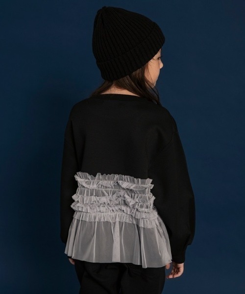 BRANSHES(ブランシェス)の「【WEB限定】裾チュールトレーナー(スウェット・キッズ・ブラック/杢グレー・110/150/140/100/130/120)」の22枚目の写真