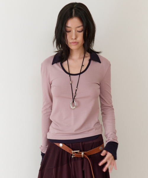 THEVINYLHOUSE（ザバイニルハウス）の「U NECK COLLAR SLIM LS TEE(W) LIGHT PURPLE（Tシャツ/カットソー・レディース・その他・FREE）」の2枚目の写真