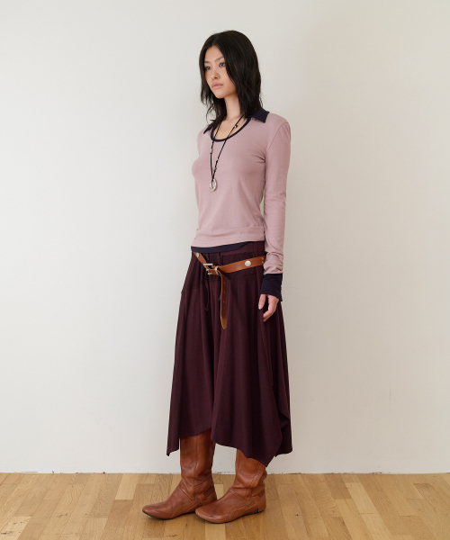 THEVINYLHOUSE（ザバイニルハウス）の「U NECK COLLAR SLIM LS TEE(W) LIGHT PURPLE（Tシャツ/カットソー・レディース・その他・FREE）」の4枚目の写真