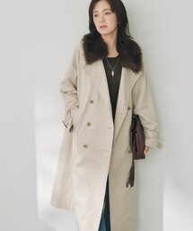 【A・MONN】ファー付きオープンカラーコート(秋服/冬服/オフィスカジュアル)