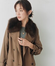 【A・MONN】ファー付きオープンカラーコート(秋服/冬服/オフィスカジュアル)