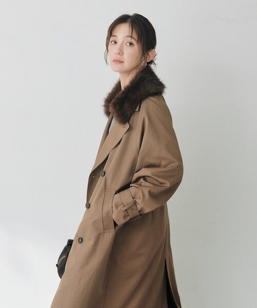 RIVE DROITE(リヴドロワ)の「【A・MONN】ファー付きオープンカラーコート(秋服/冬服/オフィスカジュアル)(その他アウター・レディース・ブラウン/ベージュ・FREE)」の18枚目の写真